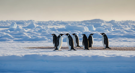 Emperor Penguins (Pygoscelis papua) in Antarcticaの素材
