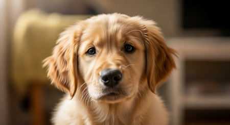 Cute Golden Retriever Puppy Dog Looking at the Cameraの素材