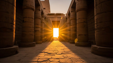 Sunset at the entrance of the Karnak temple, Luxor, Egyptの素材