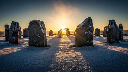 Sunset at Reynisfjara beach in Iceland in winter.の素材