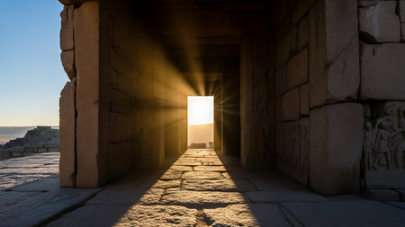 Sunset at the entrance to the Temple of Debod, Egyptの素材