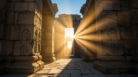 Sunset at the entrance to the Temple of Hephaestusの素材