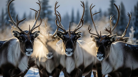 Reindeer in Lapland, Finland. 3D renderingの素材