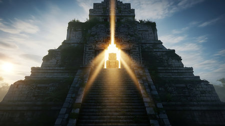 Mystical ruins of the temple of the sun. 3d renderingの素材