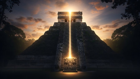 Chichen Itza, Yucatan, Mexico. Chichen Itza is one of the most visited archeological sites in the world.の素材