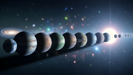 Planets and stars in space against the background of the universe.の素材
