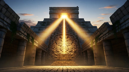 Futuristic portal of the ancient Maya civilization. 3d renderingの素材