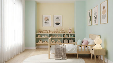 3D render of a children's room with a children's bedの素材