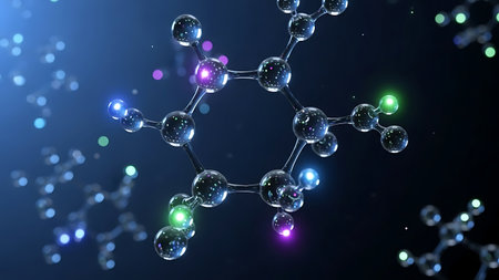 Molecular structure of the atom. Abstract background. 3D renderingの素材