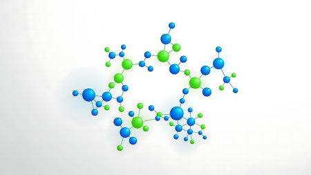 Molecular structure of the molecule. 3D illustration. Abstract background.の素材