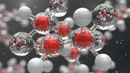 Molecular model of atom. Abstract 3D rendering illustration.の素材