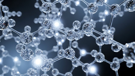 Molecular structure background. 3d rendering, 3d illustration.の素材