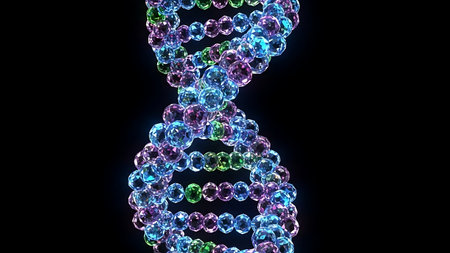 DNA structure. Abstract background, 3D illustration, 3D rendering.の素材