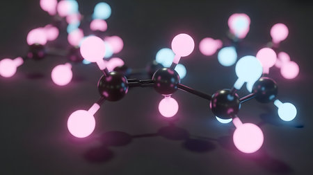 Molecule of benzene. Abstract background. 3D renderingの素材