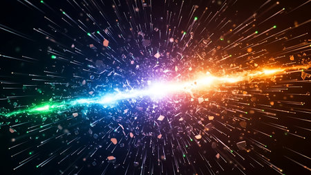 Glowing particles and lines. 3d rendering, 3d illustration.の素材