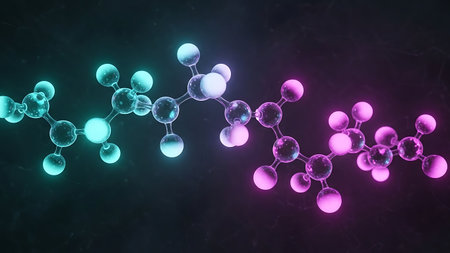 Molecular structure of the atom. Abstract background. 3D renderingの素材