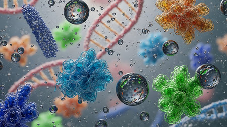 Microscopic view of the human DNA. 3D illustration.の素材