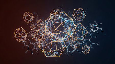 Abstract polygonal space low poly dark background with connecting dots and lines. Connection structure. 3d renderingの素材