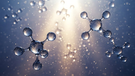 Molecular structure background. 3d rendering, 3d illustration.の素材