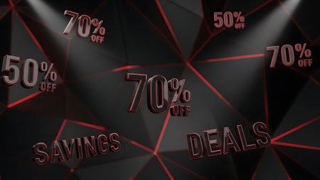 Discount 70% off Black Friday Sale Banner 3D Illustrationの素材