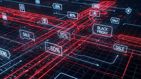 Abstract glowing polygonal network on dark background. Technology and communication concept. 3D Renderingの素材