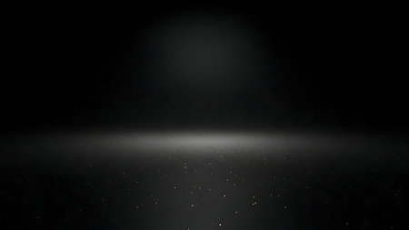 Black stage with spotlight and spotlights. Dark background. 3d renderの素材