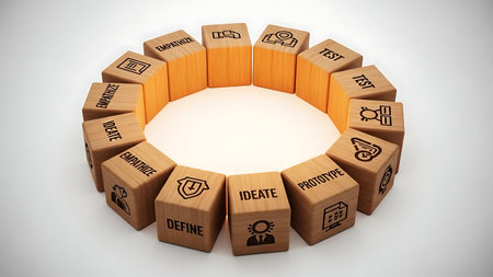 Conceptual image with wooden cubes with information related to online shoppingの素材