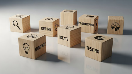 3D rendering of a set of wooden cubes with the text: energyの素材