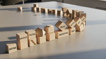 Wooden blocks with business related conceptual words. 3D rendering.の素材