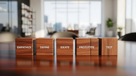 Wooden cubes with the word DEVELOPMENT on them. 3D renderingの素材