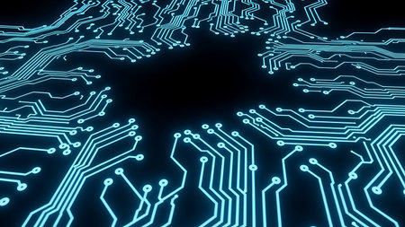 Circuit board background. 3D illustration. 3D CG. High resolution.の素材