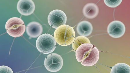 3d rendering of sperm cells in front of colorful background with copy spaceの素材