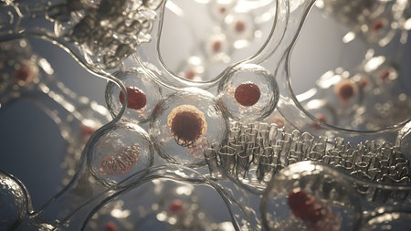 Molecular model of human cell, 3D rendering. Computer digital drawing.の素材