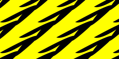Seamless pattern with black and yellow stripes on a yellow backgroundの写真素材