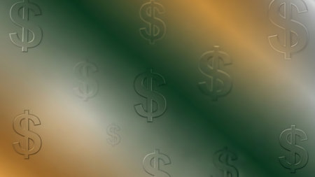 Illustration of dollar symbol on a green background with bokeh effectの素材