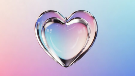 3d rendering of a heart shape on a blue and pink backgroundの素材