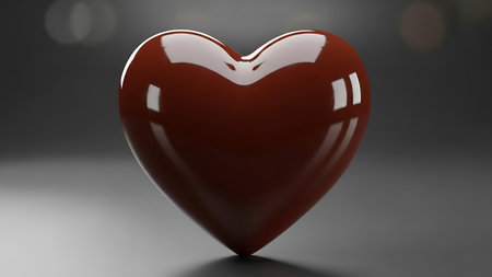 3d rendering of red heart on grey background. Valentine's day conceptの素材