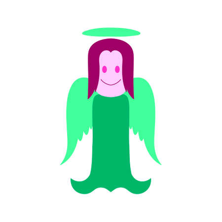 Christmas angel vector icon with traditional shape with wings and celestial crownのイラスト素材