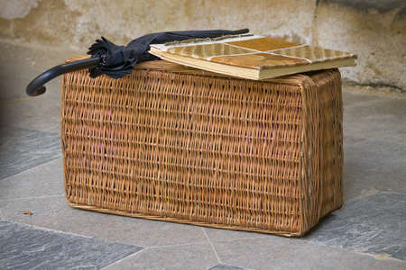 Suitcase, umbrella and book  Travel conceptの写真素材