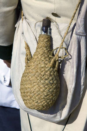 Canteen with wicker coverの写真素材