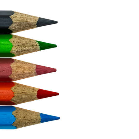 Colorful art pencils on white backgroundの写真素材