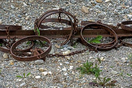 Old rusted farm equipmentの写真素材