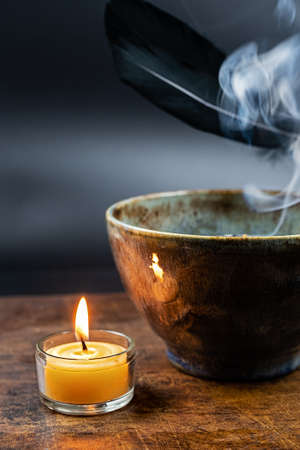 Wintertime, incense, candles and fragranceの写真素材