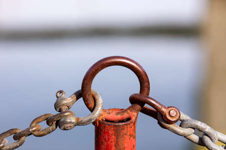 cordon off a private area with iron chainsの写真素材