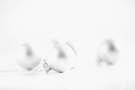 minimalist shot of Christmas baubles in black and whiteの写真素材