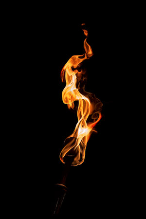 Fire flames collection isolated on black background with copy space for your text or image