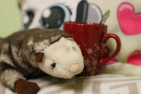 toys also drink tea in the winter, so as not to freezeの写真素材