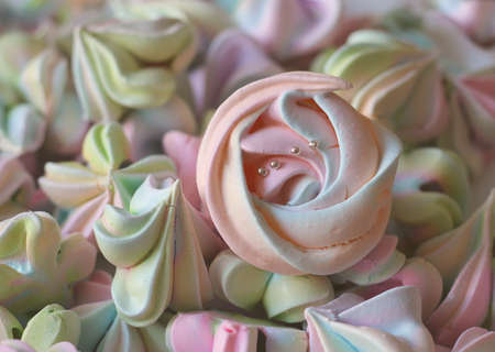 baking home, colored marshmallows, on a white plate, selective focus