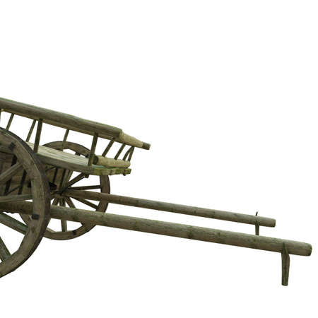Wooden cart on two wheelsの写真素材