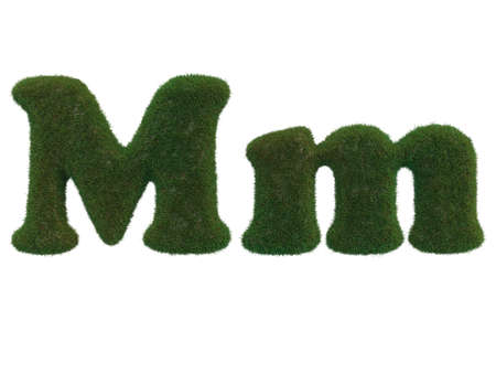 realistic grass letters on a white background that are well separatedの写真素材